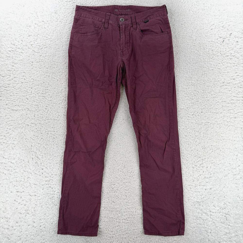 Travis Mathew Pants Mens 30x30 Red Slim Fit Stretch Chino Casual Everyday Wear